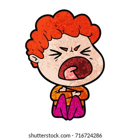 cartoon furious man