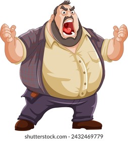 Cartoon of a furious man shouting loudly