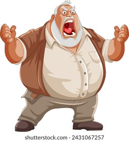 Cartoon of a furious man yelling and gesturing