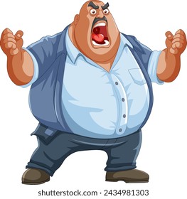 Cartoon of a furious man yelling and gesturing