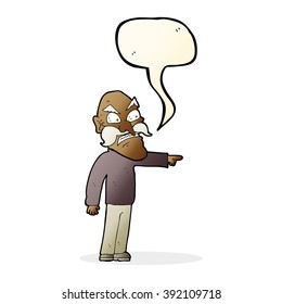 cartoon furious old man with speech bubble