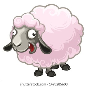 Cartoon furry crazy little sheep screaming fun