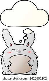 cartoon furry rabbit with thought bubble in smooth gradient style