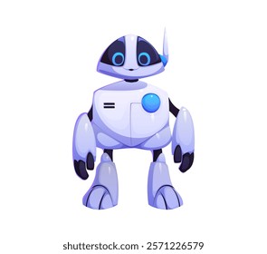 Cartoon futuristic robot character for mascot animal or digital droid, vector personage. Cartoon cyborg toy sloth, panda or raccoon animal as robotic android bot cartoon character with face display