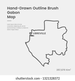 Cartoon Gabon Map, Hand Drawn Gabon Map, Doodle Gabon Map Vector Outline Style Map Information