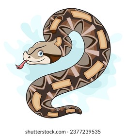 Cartoon Gaboon viper snake isolated on white background