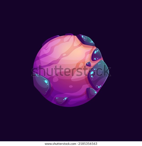 Cartoon galaxy space
planet with mountain craters surface. Space comic planet GUI vector
icon with rocks, canyons and sand desert. Alien galaxy artificial
or fantastic world