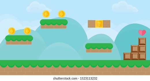 Cartoon Game Background Landscape Vector