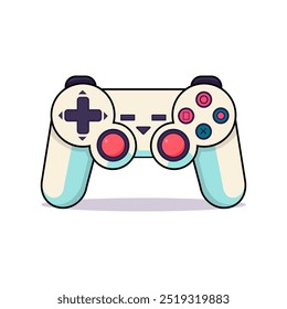 Cartoon Game Controller, Flat Illustration Style With White Background