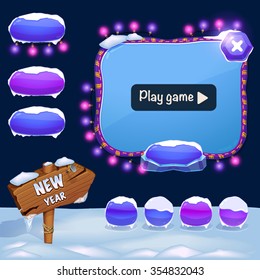 Cartoon game design with funny sample buttons