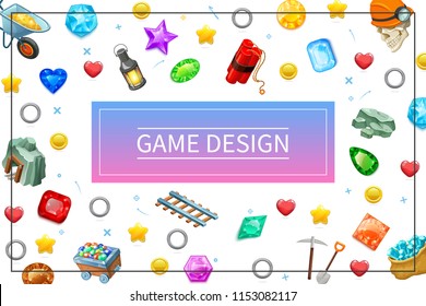 Cartoon Game Design UI Elements Concept