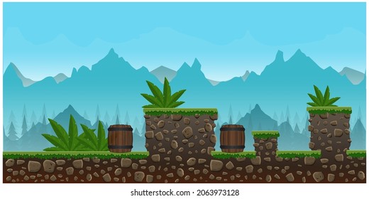 Cartoon Game Environment Background vector used to 2D Animation video, Infographics, Motion Graphics, Game Motion Posters