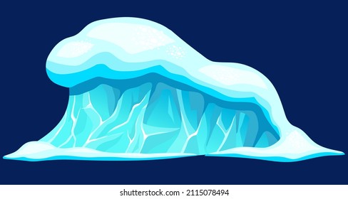 Cartoon Game Object Tsunami, Sea Storm, Cloud Ice In Winter. Frozen  Water Ocean High Wave In North. Ice Age. Aftermath Of Natural Disaster. Vector Isolated Illustration.