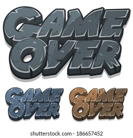 Cartoon Game Over Icon/
Illustration of a set of cartoon stony and rock game over icons for user interface game