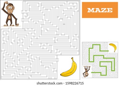 Cartoon game puzzle with solution. Hand draw vector illustration with separate layers.