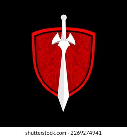 cartoon game sword logo, Cartoon sword for game on white background, vector illustration
