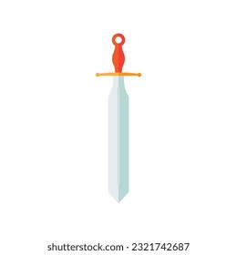 Cartoon game sword on white background. Crossed Knight Sword Ancient Weapon Cartoon Design