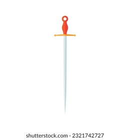 Cartoon game sword on white background. Crossed Knight Sword Ancient Weapon Cartoon Design