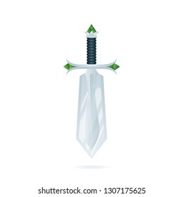 Cartoon game sword. Cartoon style vector weapon. Medieval cartoon sword.