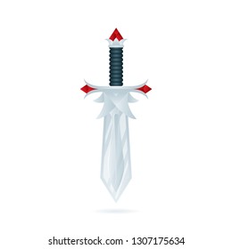 Cartoon game sword. Cartoon style vector weapon. Medieval cartoon sword.