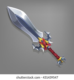 Cartoon game sword. Vector illustration.