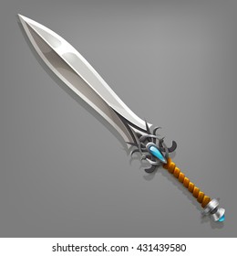 Cartoon game sword. Vector illustration.