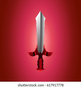 Cartoon game sword. Vector illustration.
