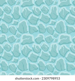 Cartoon game texture, ice surface seamless pattern. Game asset walls and environment background.