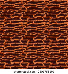 Cartoon game texture, lava surface seamless pattern. Game asset walls and environment background.