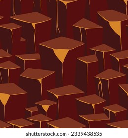 Textura del juego de dibujos animados, patrón de lava superficial sin costura. Paredes de activos de juego y fondo del entorno.