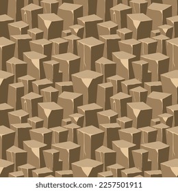 Cartoon game texture, rocks, dirt and ground surface seamless pattern. Game asset wall and environment background.
