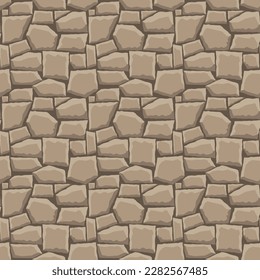 Cartoon game texture, rocks, dirt and ground surface seamless pattern. Game asset wall and environment background.