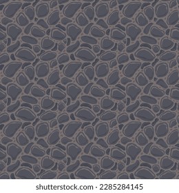 Cartoon game texture, rocks, dirt and ground surface seamless pattern. Game asset wall and environment background.