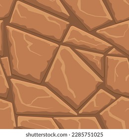 Textura de juego de dibujos animados, rocas, suciedad y superficie de tierra sin costura. Pared de activos de juego y fondo del entorno.