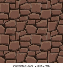 Textura de juego de dibujos animados, rocas, suciedad y superficie de tierra sin costura. Pared de activos de juego y fondo del entorno.