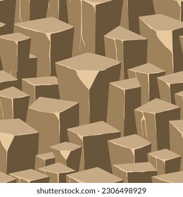 Textura de juego de dibujos animados, rocas, suciedad y superficie de tierra sin costura. Pared de activos de juego y fondo del entorno.