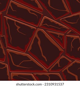 Cartoon game texture, rocks, dirt and ground surface seamless pattern. Game asset wall and environment background.