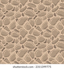 Textura de juego de dibujos animados, rocas, suciedad y superficie de tierra sin costura. Pared de activos de juego y fondo del entorno.
