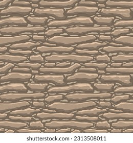 Cartoon game texture, rocks, dirt and ground surface seamless pattern. Game asset wall and environment background.