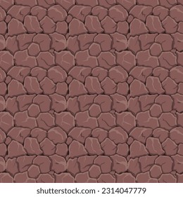 Cartoon game texture, rocks, dirt and ground surface seamless pattern. Game asset wall and environment background.