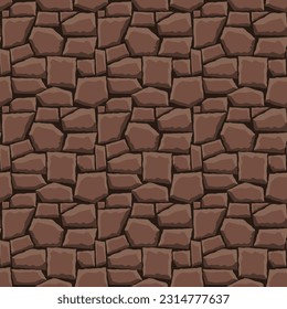 Cartoon game texture, rocks, dirt and ground surface seamless pattern. Game asset wall and environment background.