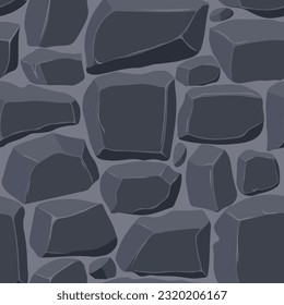 Textura de juego de dibujos animados, rocas, suciedad y superficie de tierra sin costura. Pared de activos de juego y fondo del entorno.