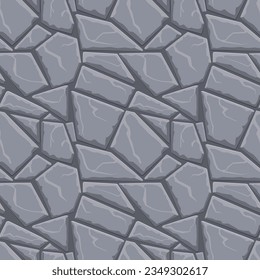 Cartoon game texture, rocks, dirt and ground surface seamless pattern. Game asset wall and environment background.