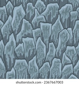 Cartoon game texture, rocks, dirt and ground surface seamless pattern. Game asset wall and environment background.