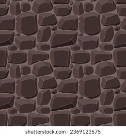 Textura de juego de dibujos animados, rocas, suciedad y superficie de tierra sin costura. Pared de activos de juego y fondo del entorno.