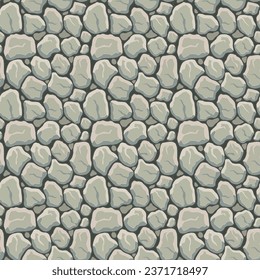 Cartoon game texture, rocks, dirt and ground surface seamless pattern. Game asset wall and environment background.