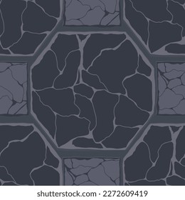 Cartoon game texture, rocks and ground surface seamless pattern. Game asset wall and environment background.