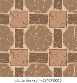 Textura del juego de dibujos animados, rocas y patrón sin fisuras de la superficie del suelo. Pared de activos de juego y fondo del entorno.