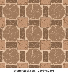 Cartoon game texture, rocks and ground surface seamless pattern. Game asset wall and environment background.