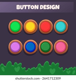 Cartoon Game UI buttons design. Set of colored empty button design for web, print or Game design element.